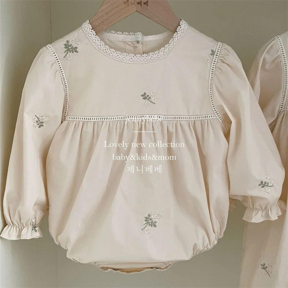 Newborn Baby Girl Romper Floral - Bebê meninas bordado floral macacão de