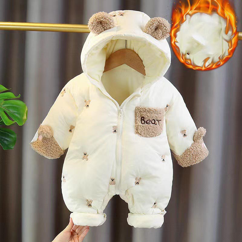 Cotton Baby Onesies Zipper - Inverno bebê recém-nascido macacão engrossar algodão