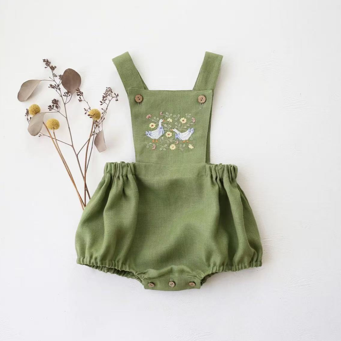 Baby Summer Linen Sleeveless Jumpsuit - Macacão Infantil Estilo Campestre 2026 Novo