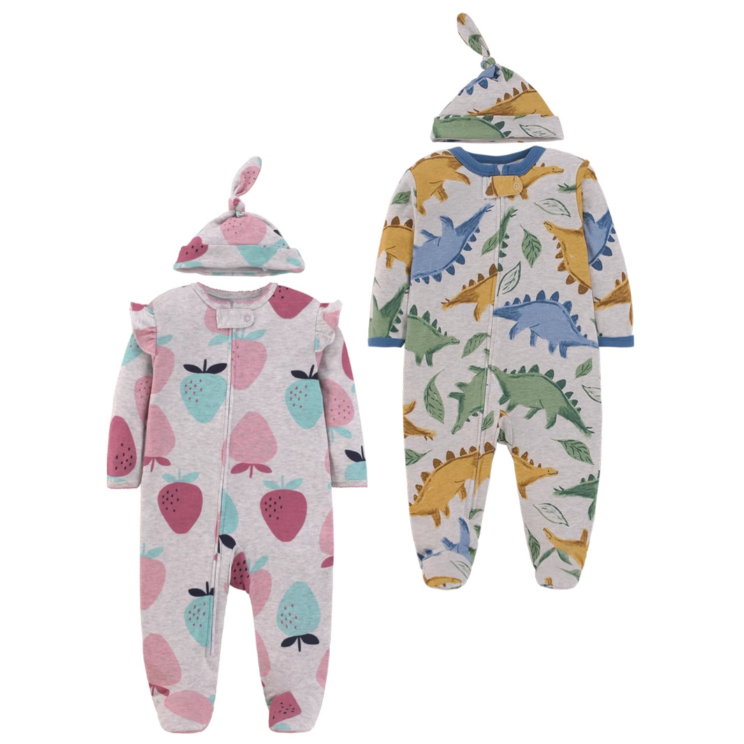 Cotton Baby Onesies Zipper - Macacão de Algodão Puro para Bebê