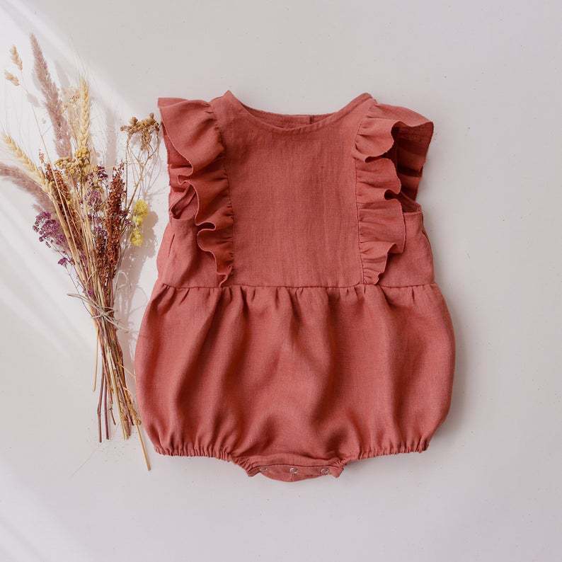 Baby Summer Linen Sleeveless Jumpsuit - Verão bebê recém-nascido meninas macacão de