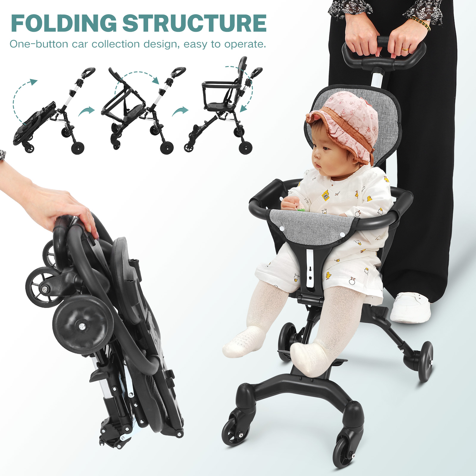 Lightweight Foldable Baby Stroller Compact - Infantil compacto leve assento dobrável para