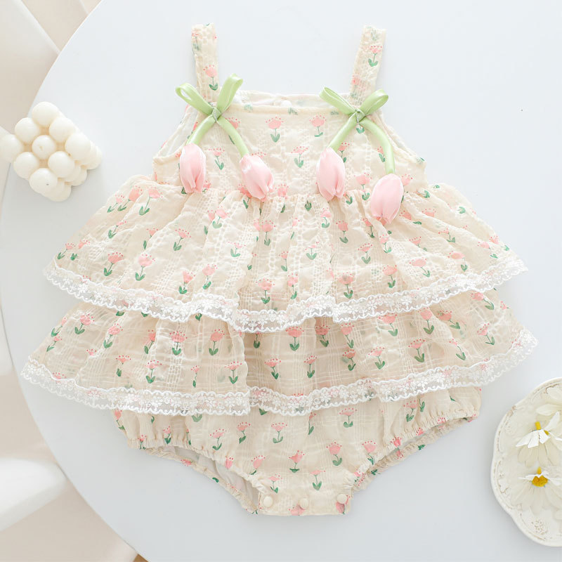 Newborn Baby Girl Romper Floral - Macacão de Verão para Bebê Menina