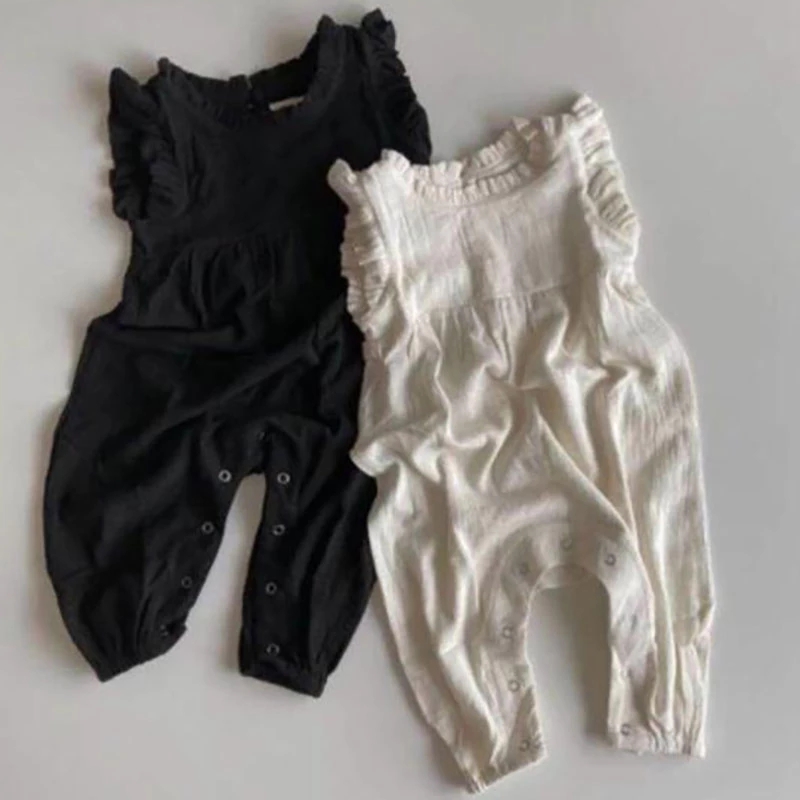 Baby Summer Linen Sleeveless Jumpsuit - MILANCEL-Macacão De Linho Sem Mangas Para