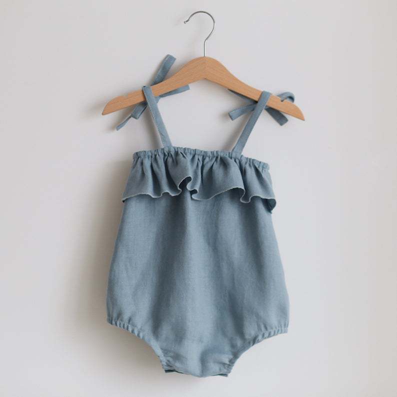 Bowknot de algodão e linho par - Baby Summer Linen Sleeveless Jumpsuit avaliação e preço
