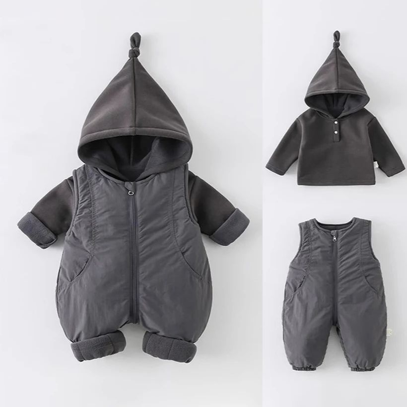 Inverno engrossado algodão beb - Cotton Baby Onesies Zipper avaliação e preço