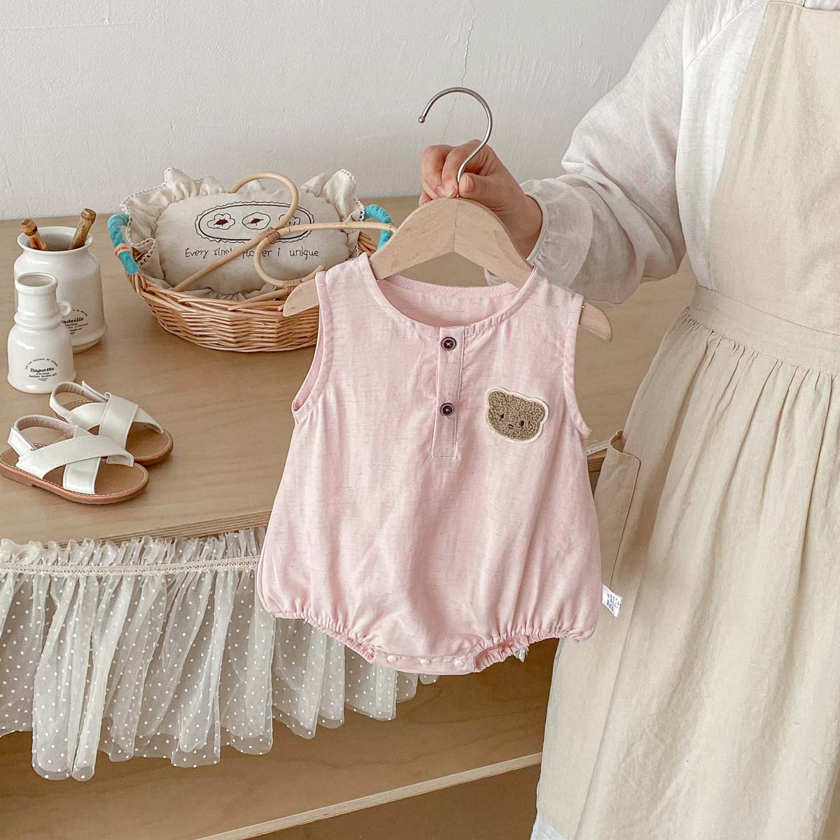 Macacão Fino Sem Mangas de Ver - Baby Summer Linen Sleeveless Jumpsuit avaliação e preço