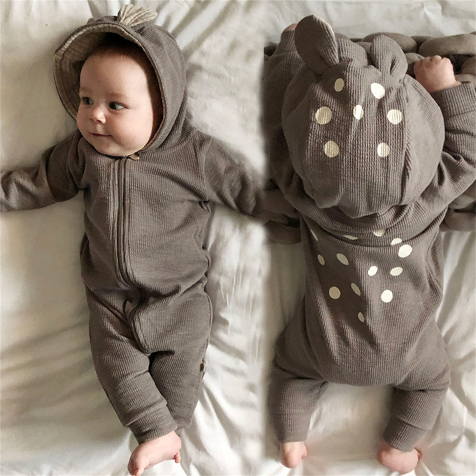 Primavera outono unisex bebê b - Cotton Baby Onesies Zipper avaliação e preço