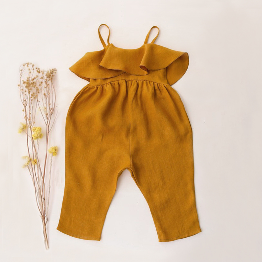 Macacão de algodão de linho de - Baby Summer Linen Sleeveless Jumpsuit avaliação e preço