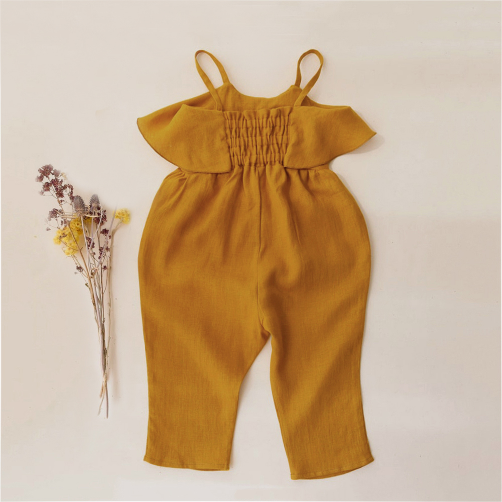 Macacão de algodão de linho de - Baby Summer Linen Sleeveless Jumpsuit avaliação e preço