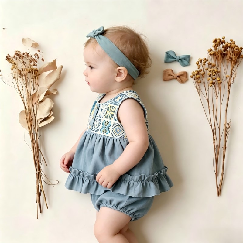 Conjunto de Macacão de Algodão - Baby Summer Linen Sleeveless Jumpsuit avaliação e preço