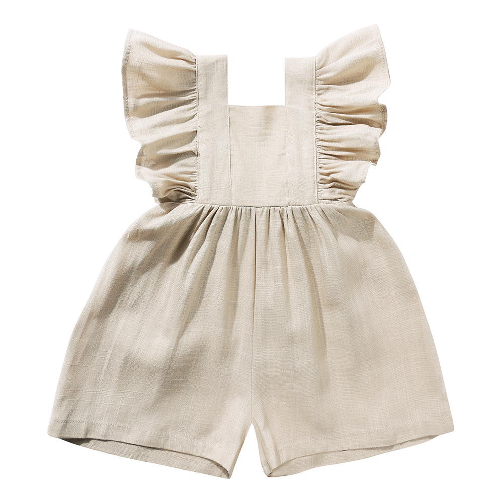 Roupas de Verão para Bebês Uni - Baby Summer Linen Sleeveless Jumpsuit avaliação e preço