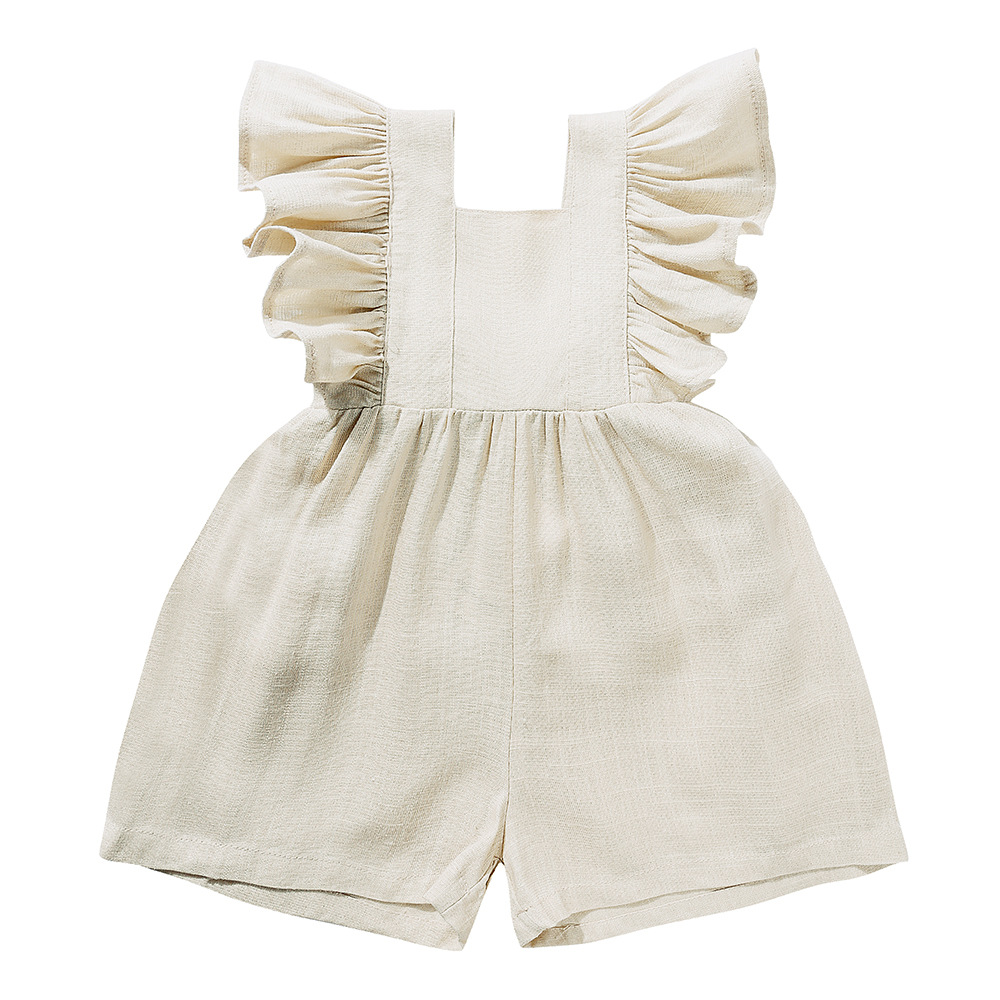 Roupas de Verão para Bebês Uni - Baby Summer Linen Sleeveless Jumpsuit avaliação e preço