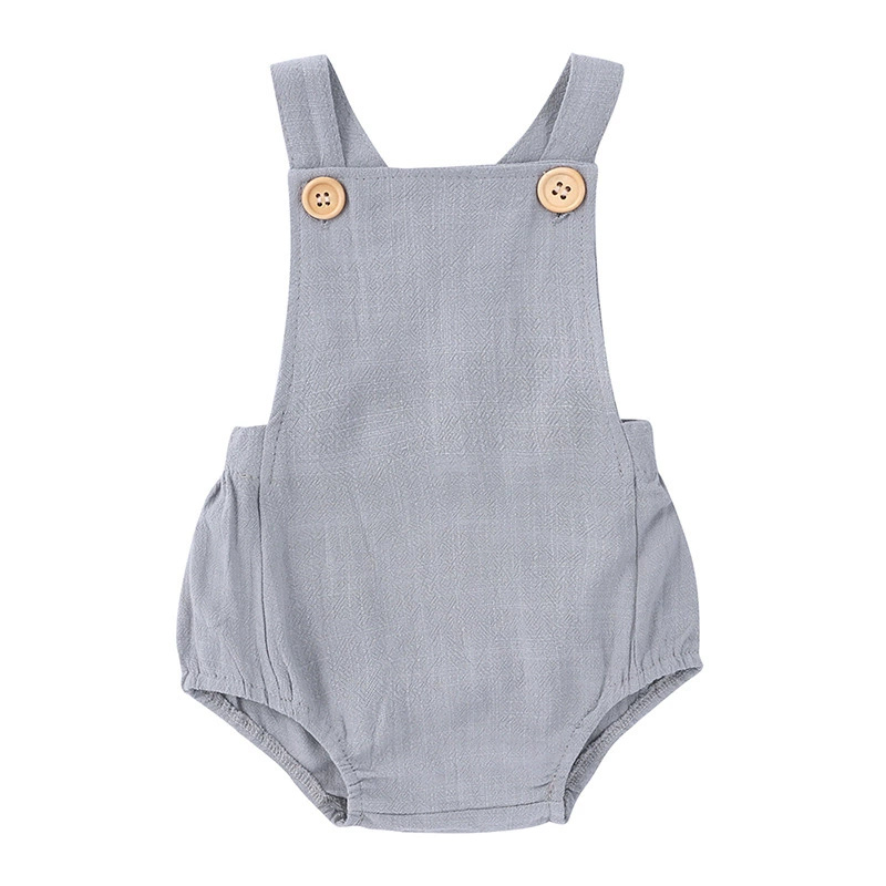 2025 verão bebê recém-nascido  - Baby Summer Linen Sleeveless Jumpsuit avaliação e preço