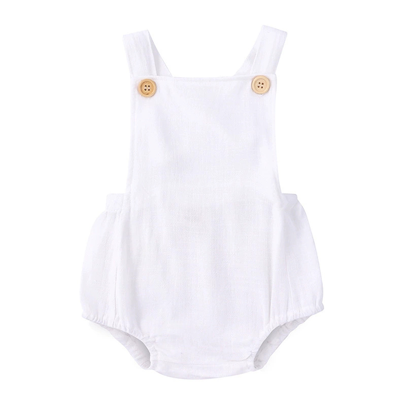 2025 verão bebê recém-nascido  - Baby Summer Linen Sleeveless Jumpsuit avaliação e preço