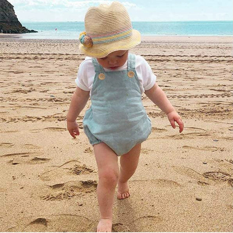 2025 verão bebê recém-nascido  - Baby Summer Linen Sleeveless Jumpsuit avaliação e preço