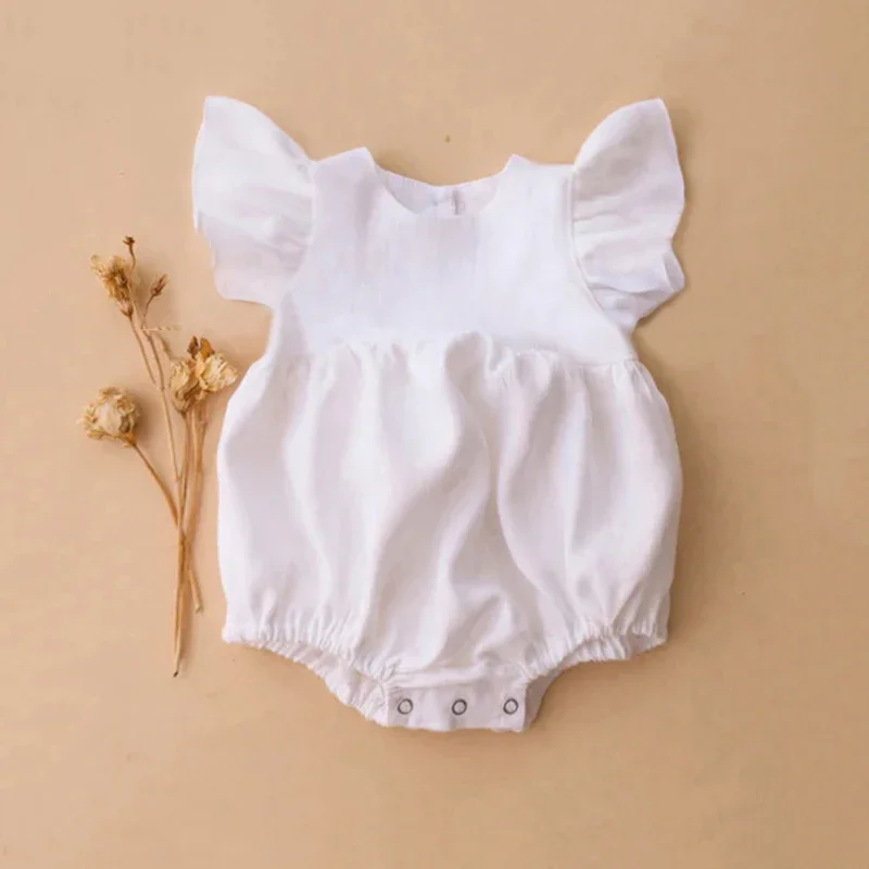 Recém-nascido Macacões De Linh - Baby Summer Linen Sleeveless Jumpsuit avaliação e preço