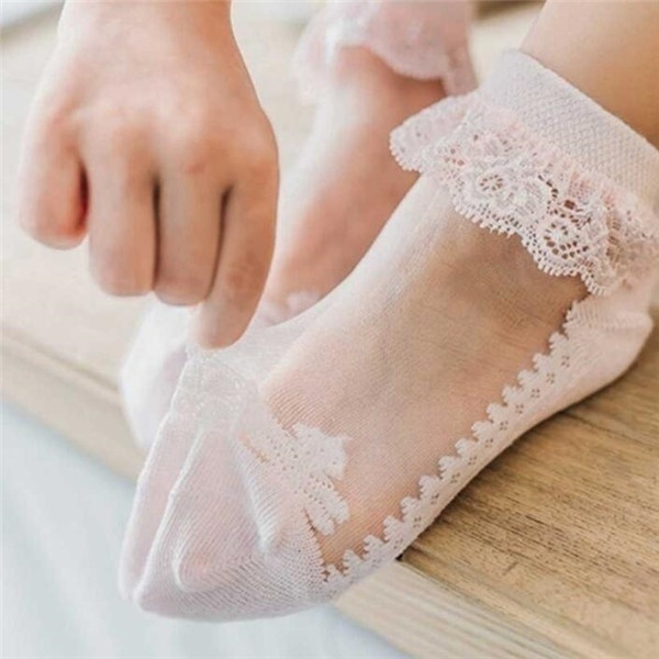 Meias de Bebê em Renda Floral  - Unisex Baby Socks Non Slip avaliação e preço