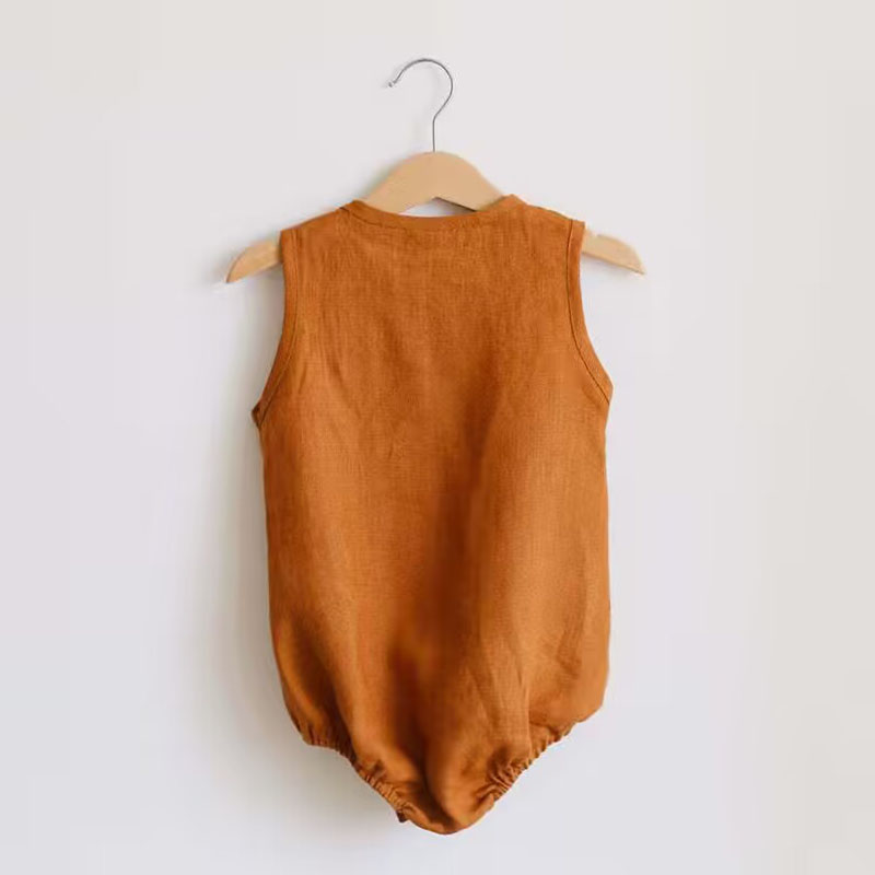 Bebê recém-nascido meninos lin - Baby Summer Linen Sleeveless Jumpsuit avaliação e preço