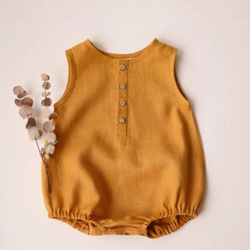 Bebê recém-nascido meninos lin - Baby Summer Linen Sleeveless Jumpsuit avaliação e preço