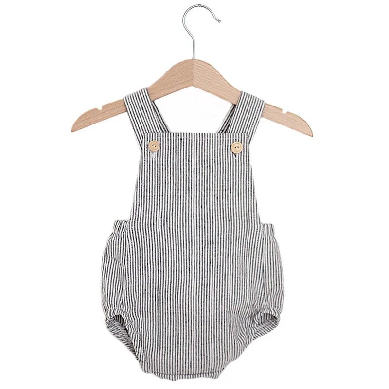 Bebê recém-nascido menino meni - Baby Summer Linen Sleeveless Jumpsuit avaliação e preço