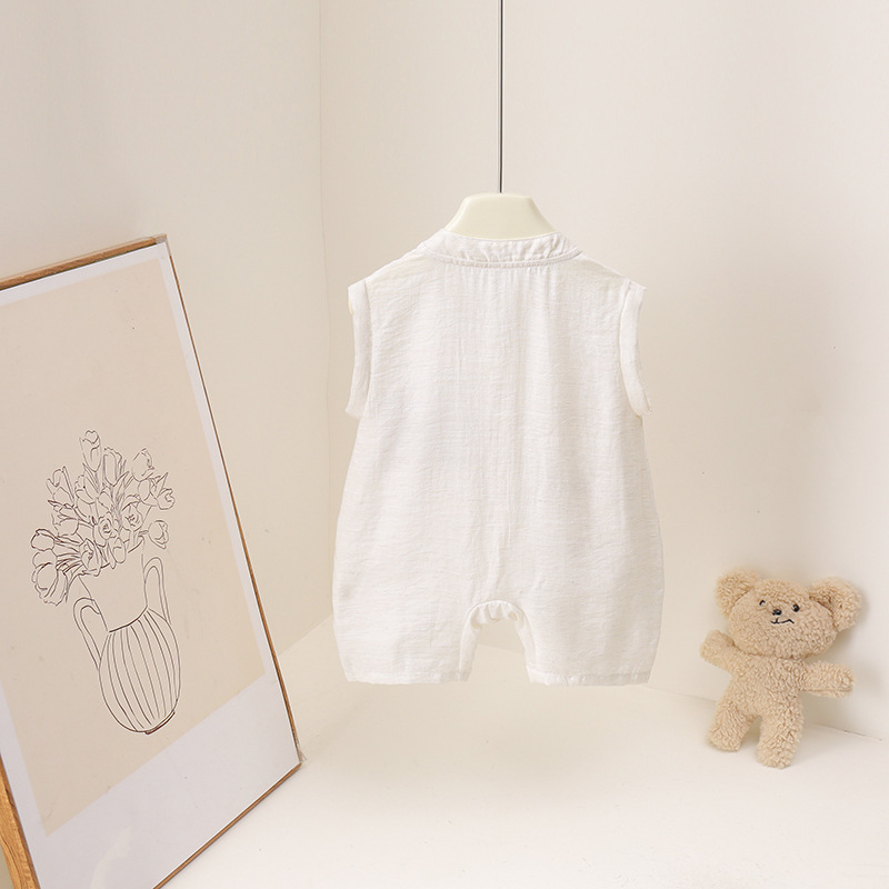 Macacão de verão para bebês me - Baby Summer Linen Sleeveless Jumpsuit avaliação e preço
